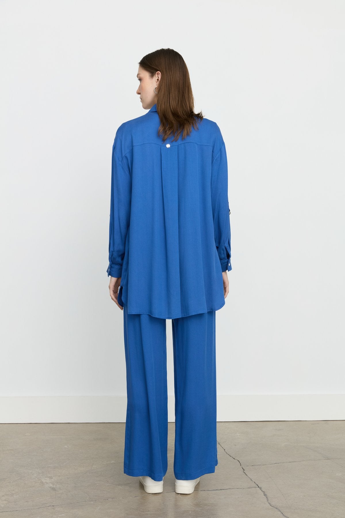 Tencel Pantolon Tunik Tencel Karışım Takım - İndigo
