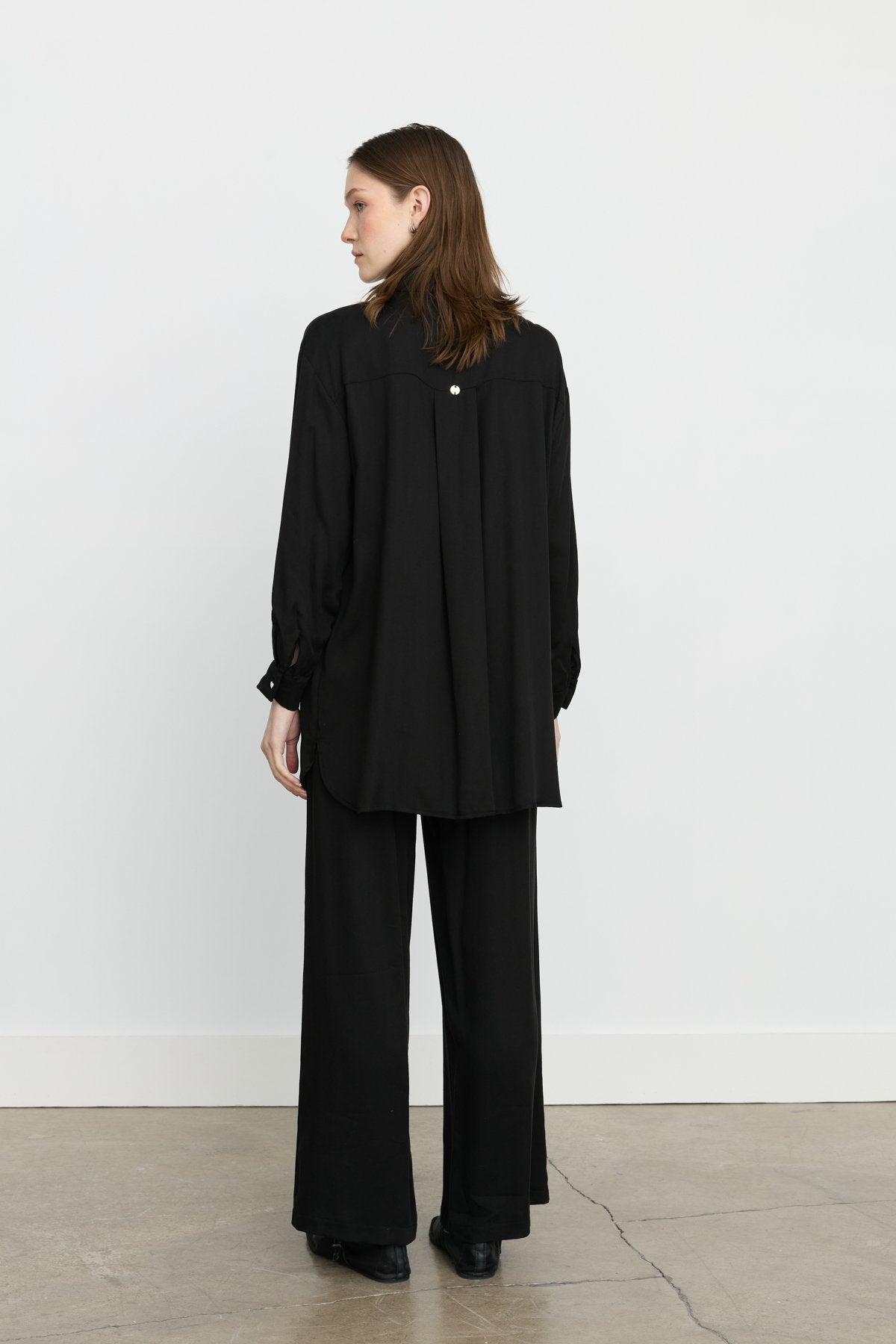 Tencel Pantolon Tunik Tencel Karışım Takım - Siyah