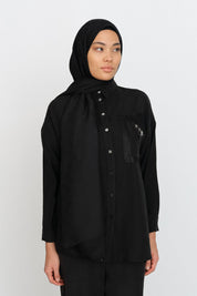 Tencel Pants and Tunic Set - Black