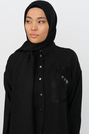 Tencel Pants and Tunic Set - Black
