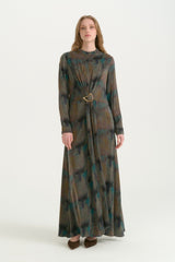 Buckle Detailed Cupra Lyocell Dress - Indigo