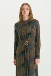 Buckle Detailed Cupra Lyocell Dress - Indigo