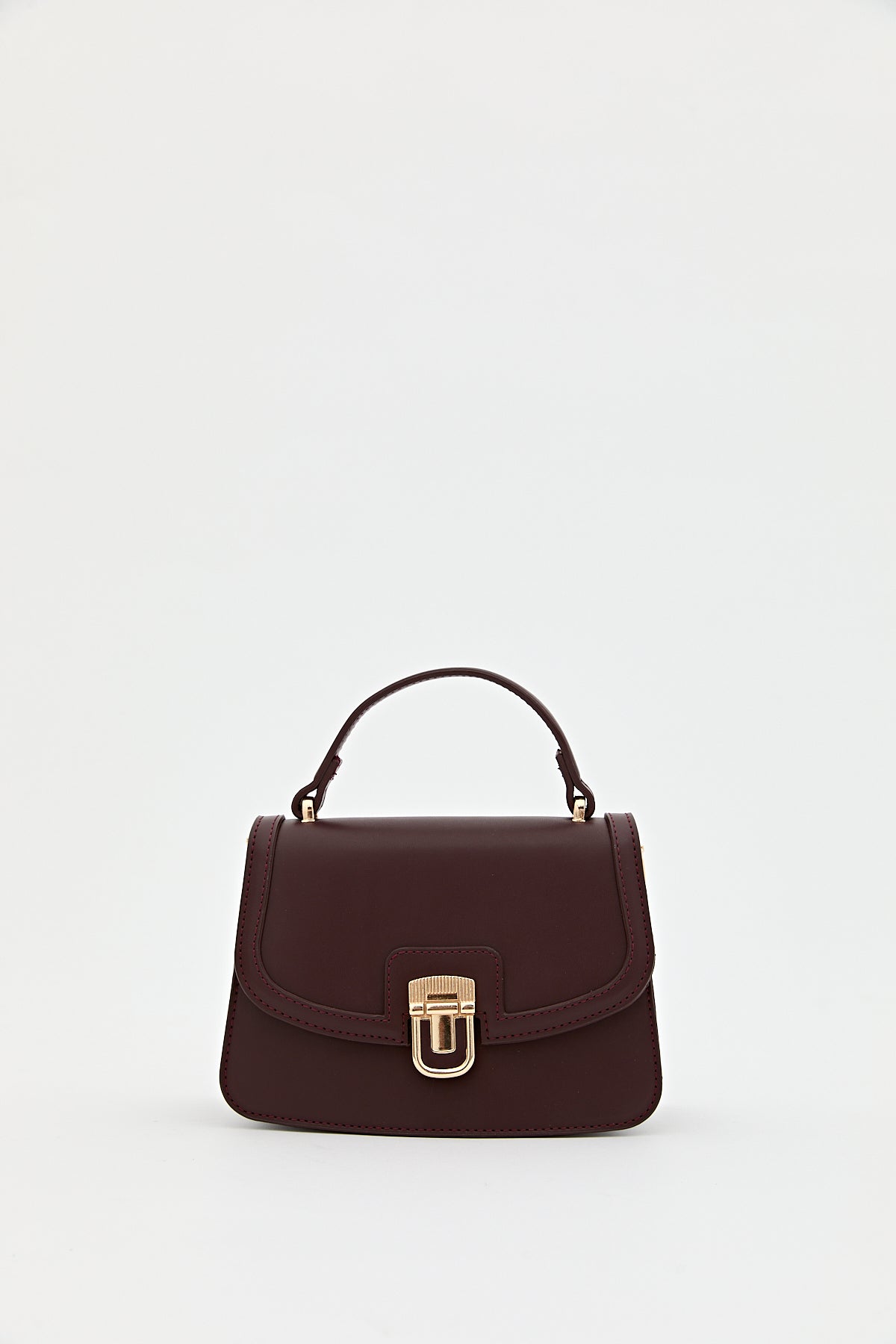 Buckle Detail Flap Crossbody Bag - Burgundy