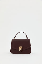 Buckle Detail Flap Crossbody Bag - Burgundy