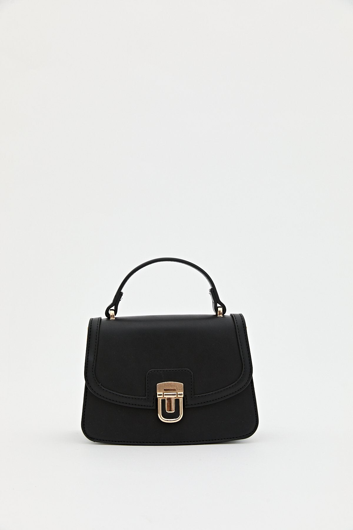 Buckle Detail Flap Crossbody Bag - Black