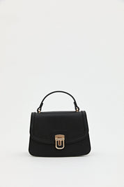 Buckle Detail Flap Crossbody Bag - Black
