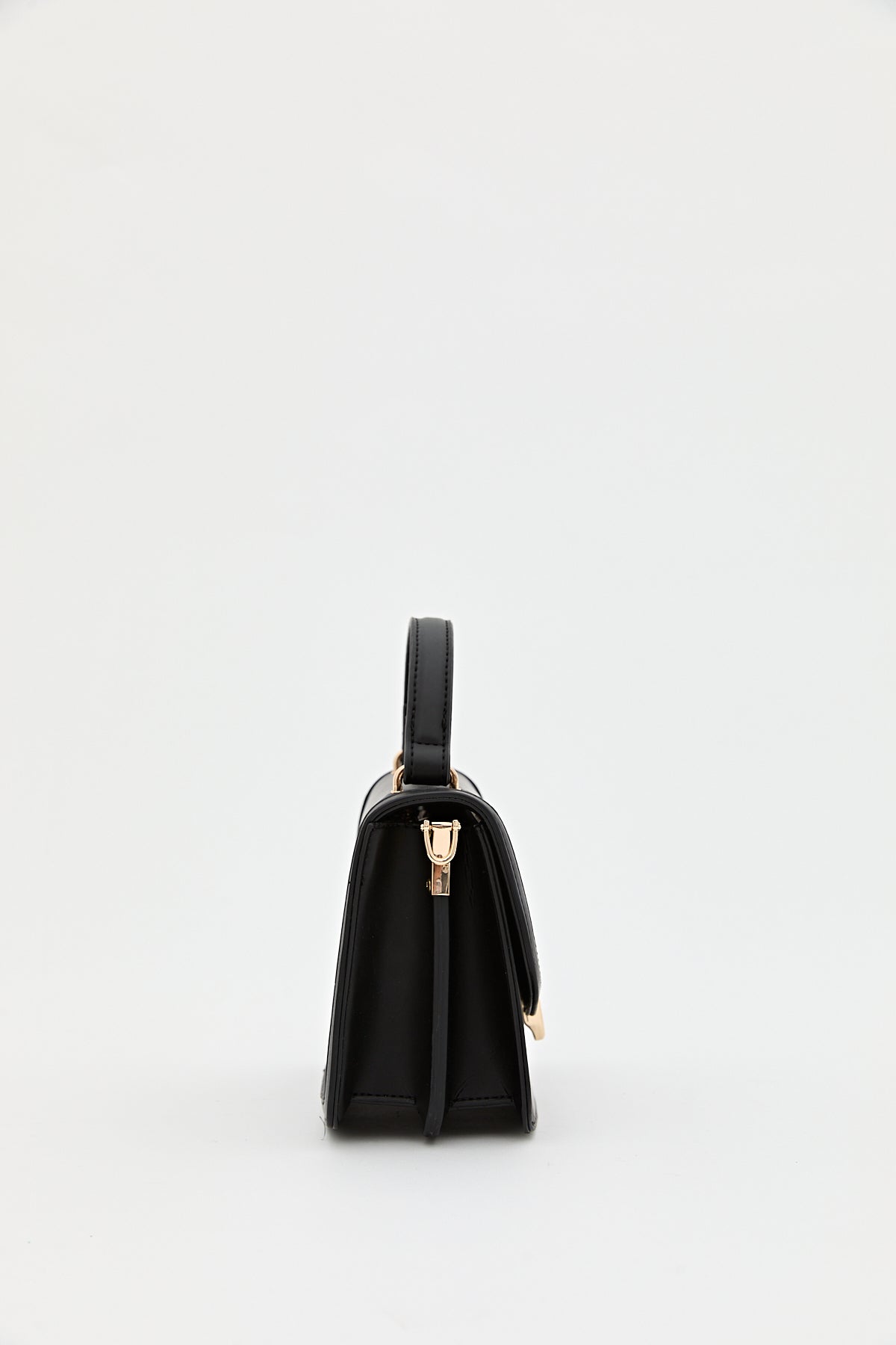 Buckle Detail Flap Crossbody Bag - Black