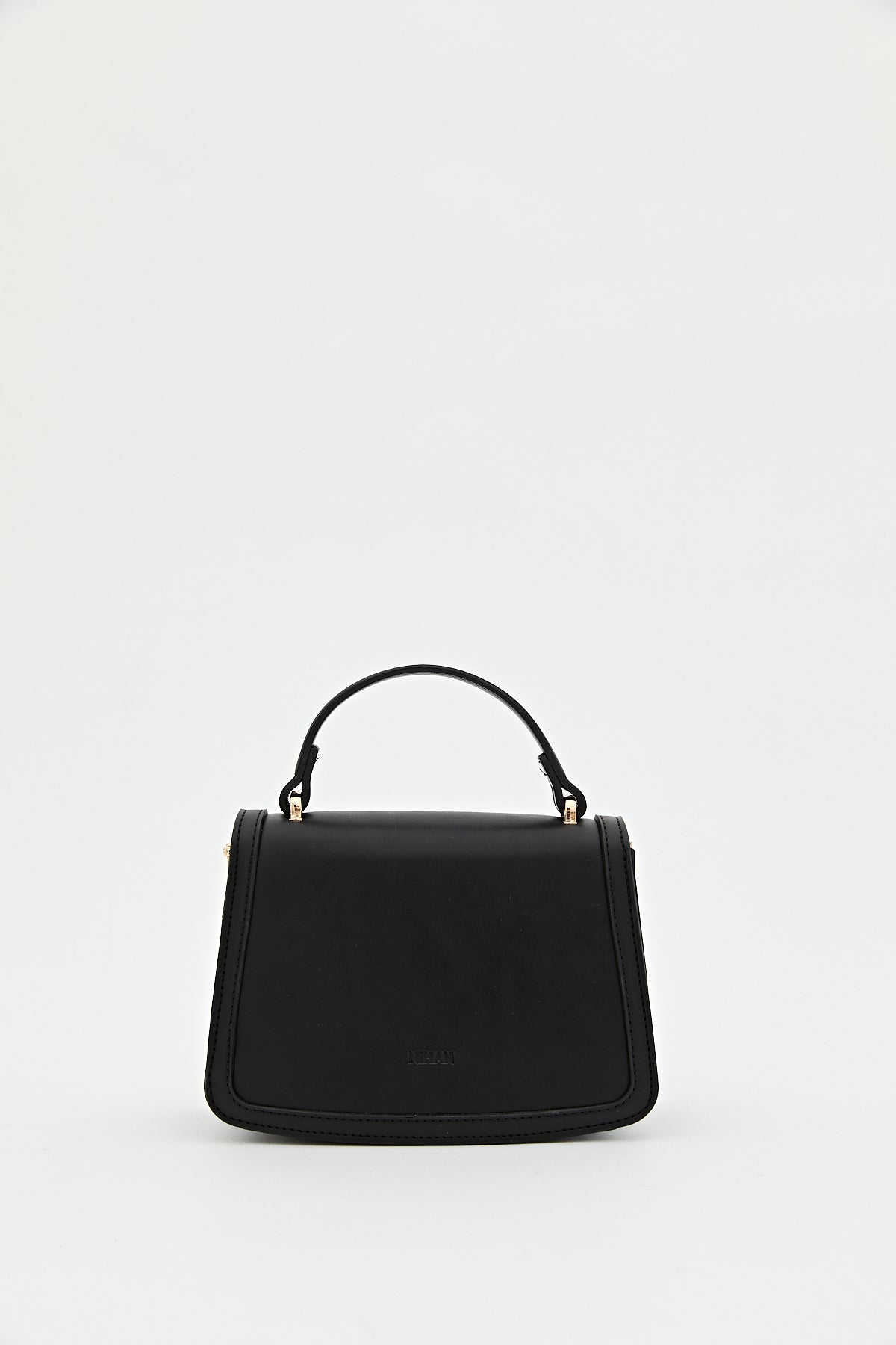 Buckle Detail Flap Crossbody Bag - Black