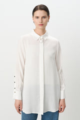 Toka Detaylı Tencel Tunik - Ekru