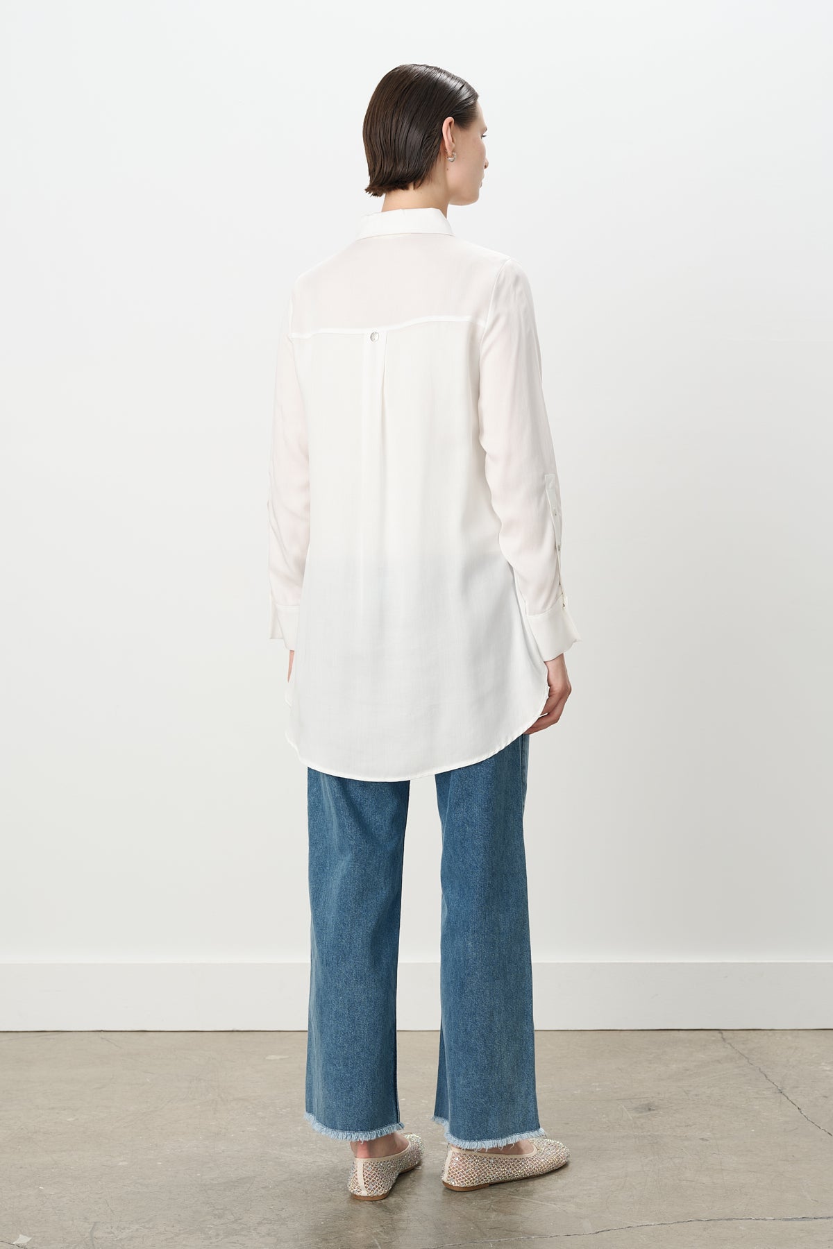 Toka Detaylı Tencel Tunik - Ekru