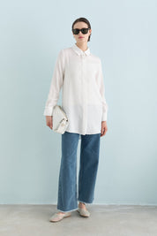 Toka Detaylı Tencel Tunik - Ekru