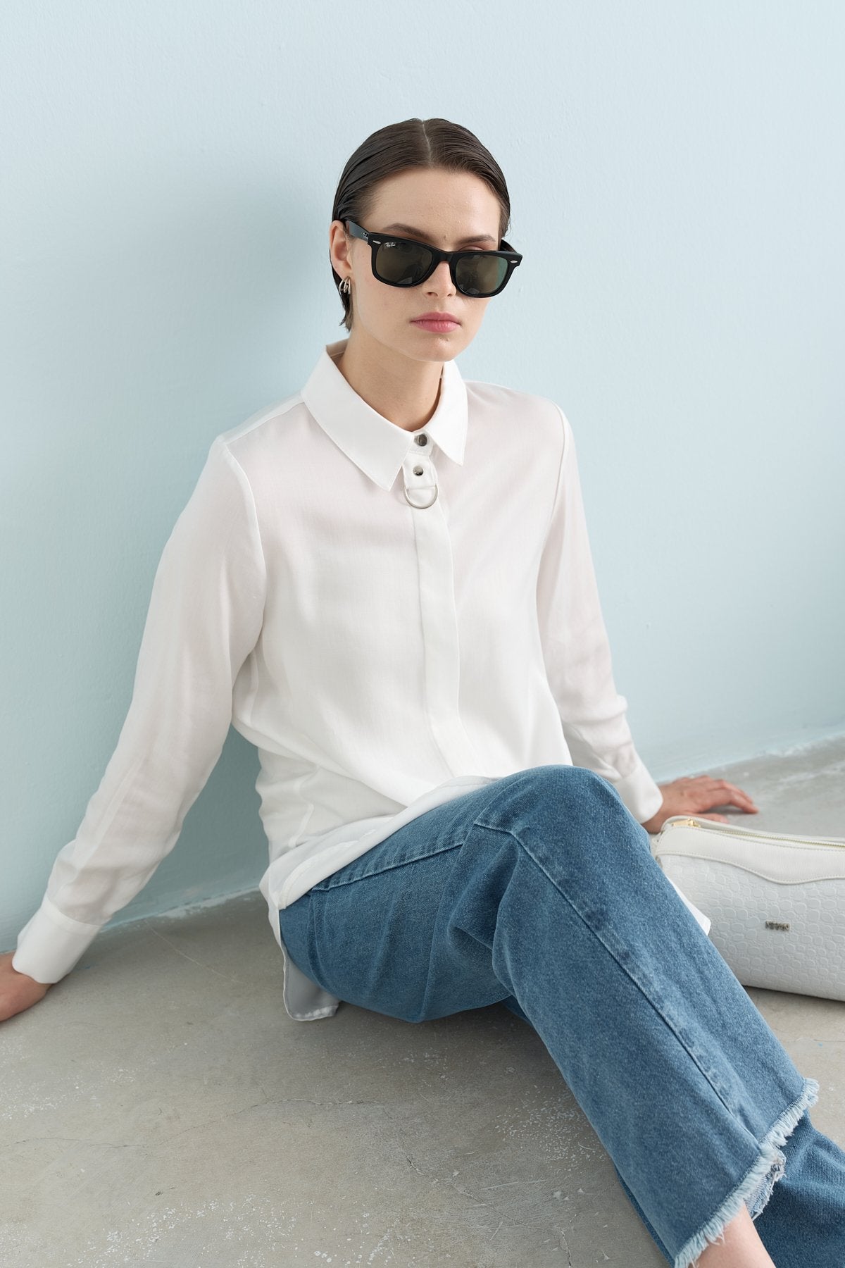 Toka Detaylı Tencel Tunik - Ekru