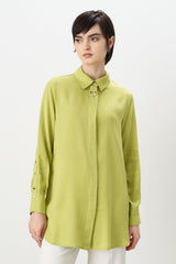 Toka Detaylı Tencel Tunik - Fıstık Yeşili