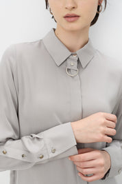 Toka Detaylı Tencel Tunik - Gri