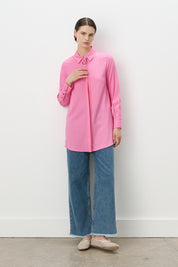 Toka Detaylı Tencel Tunik - Pembe