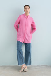Toka Detaylı Tencel Tunik - Pembe
