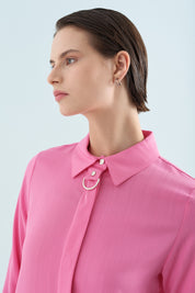 Toka Detaylı Tencel Tunik - Pembe