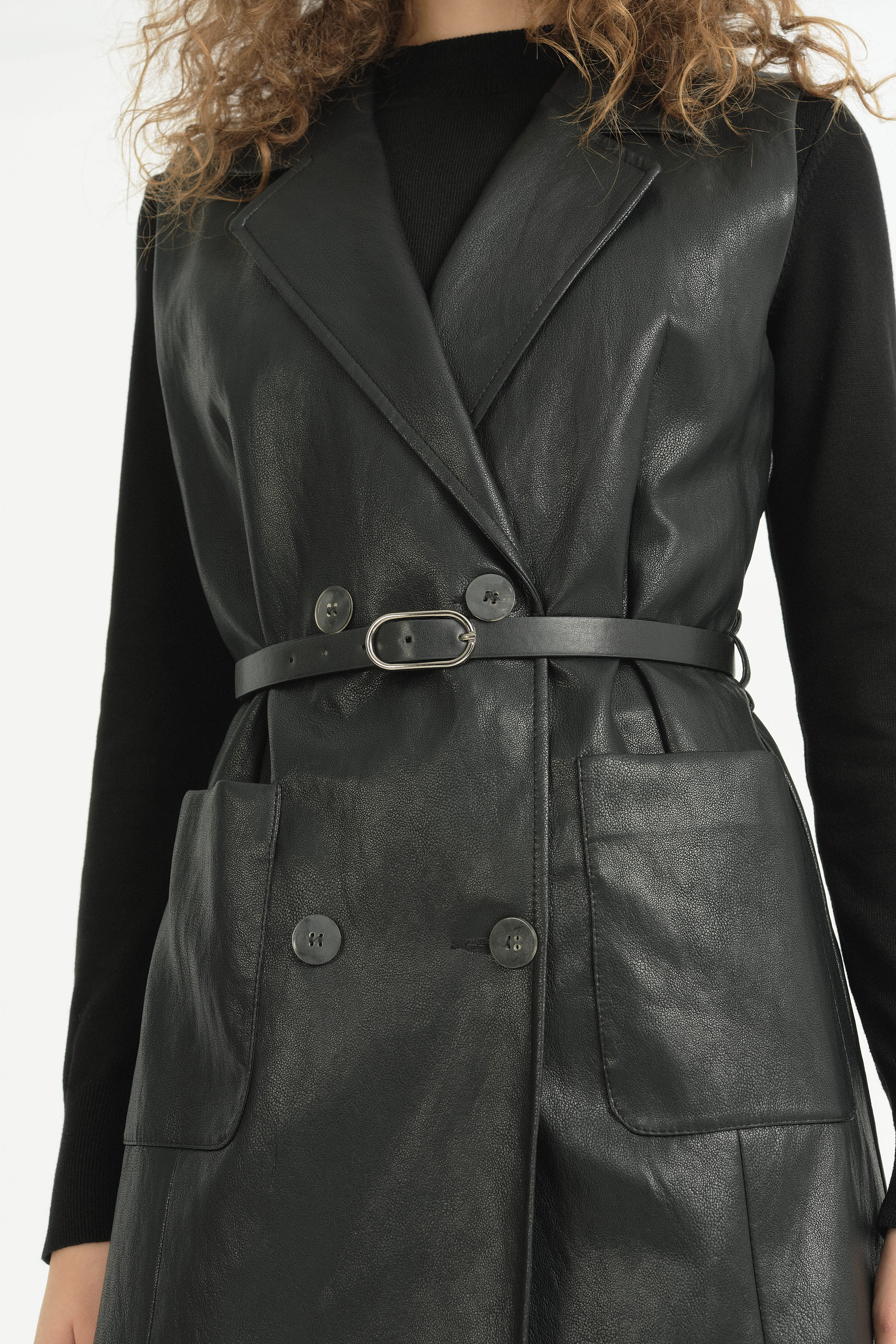 Torba Cepli Hafif Dar Blazer Yelek - Siyah
