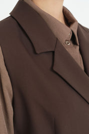 Torba Kesit Hafif Dar Blazer Yelek - Kahve