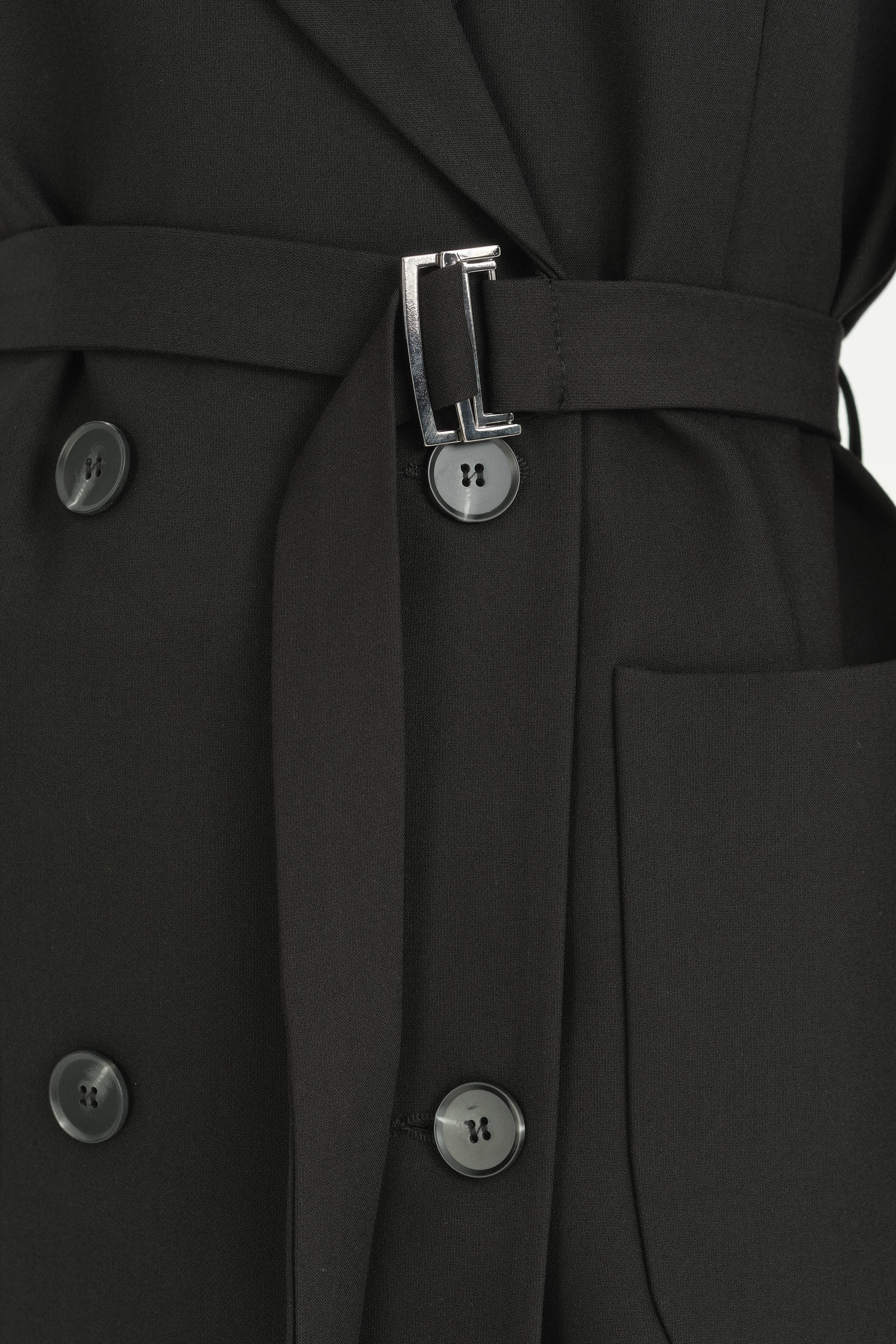 Torba Kesit Hafif Dar Blazer Yelek - Siyah