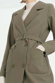 Torba Kesitli Hafif Dar Blazer Ceket - Haki