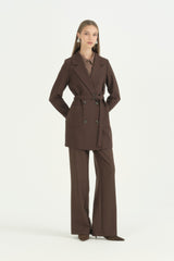 Torba Kesitli Hafif Dar Blazer Ceket - Kahve