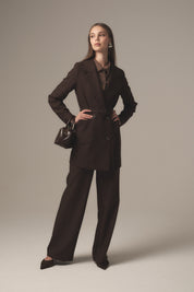 Torba Kesitli Hafif Dar Blazer Ceket - Kahve
