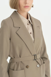 Torba Kesitli Hafif Dar Blazer Ceket - Vizon