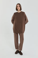 Knitted Pants and Tunic Set - Brown