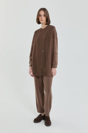 Knitted Pants and Tunic Set - Brown