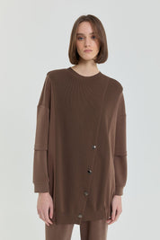 Knitted Pants and Tunic Set - Brown