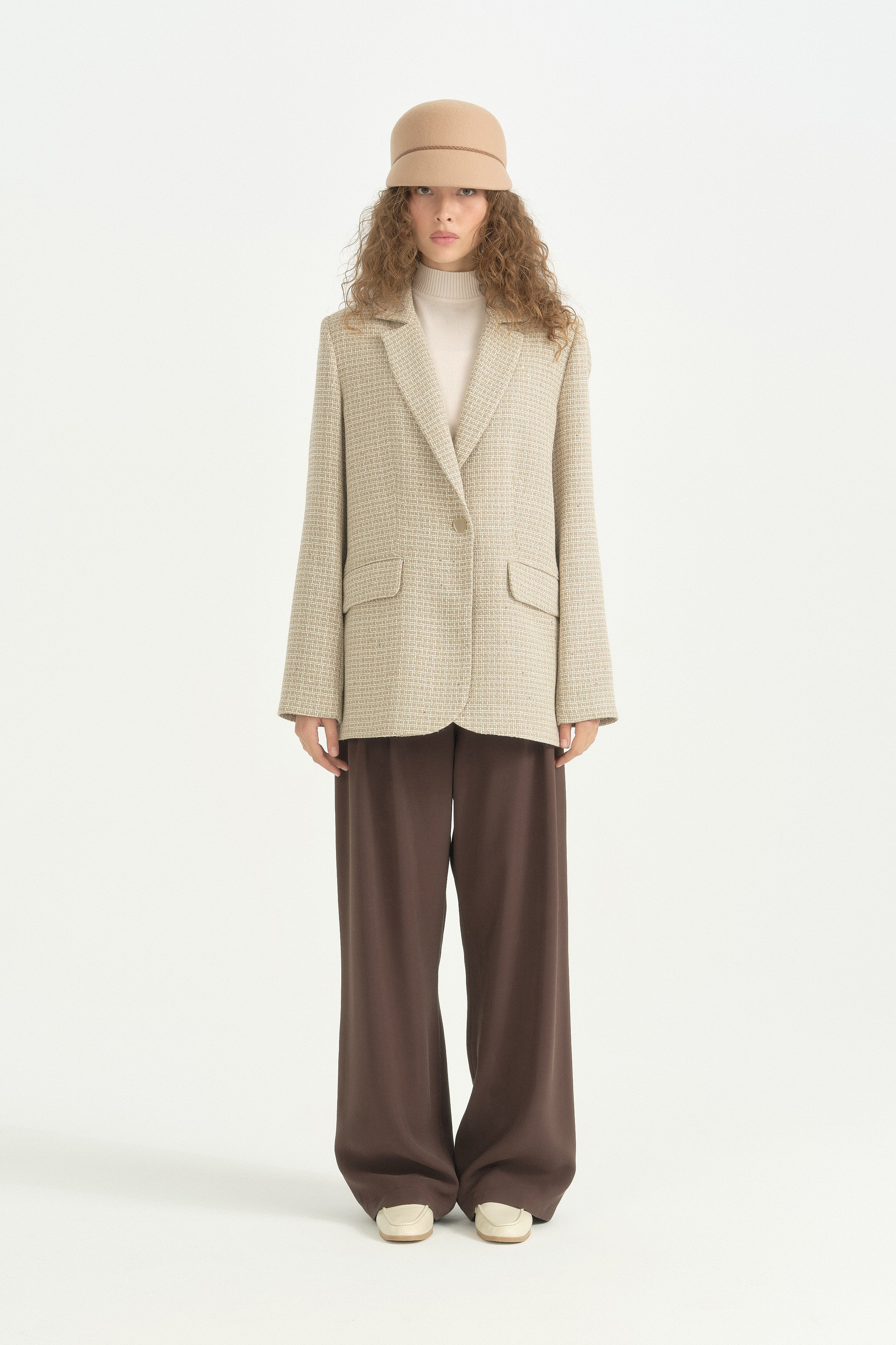 Tüvit Kumaş Blazer Ceket - Bej