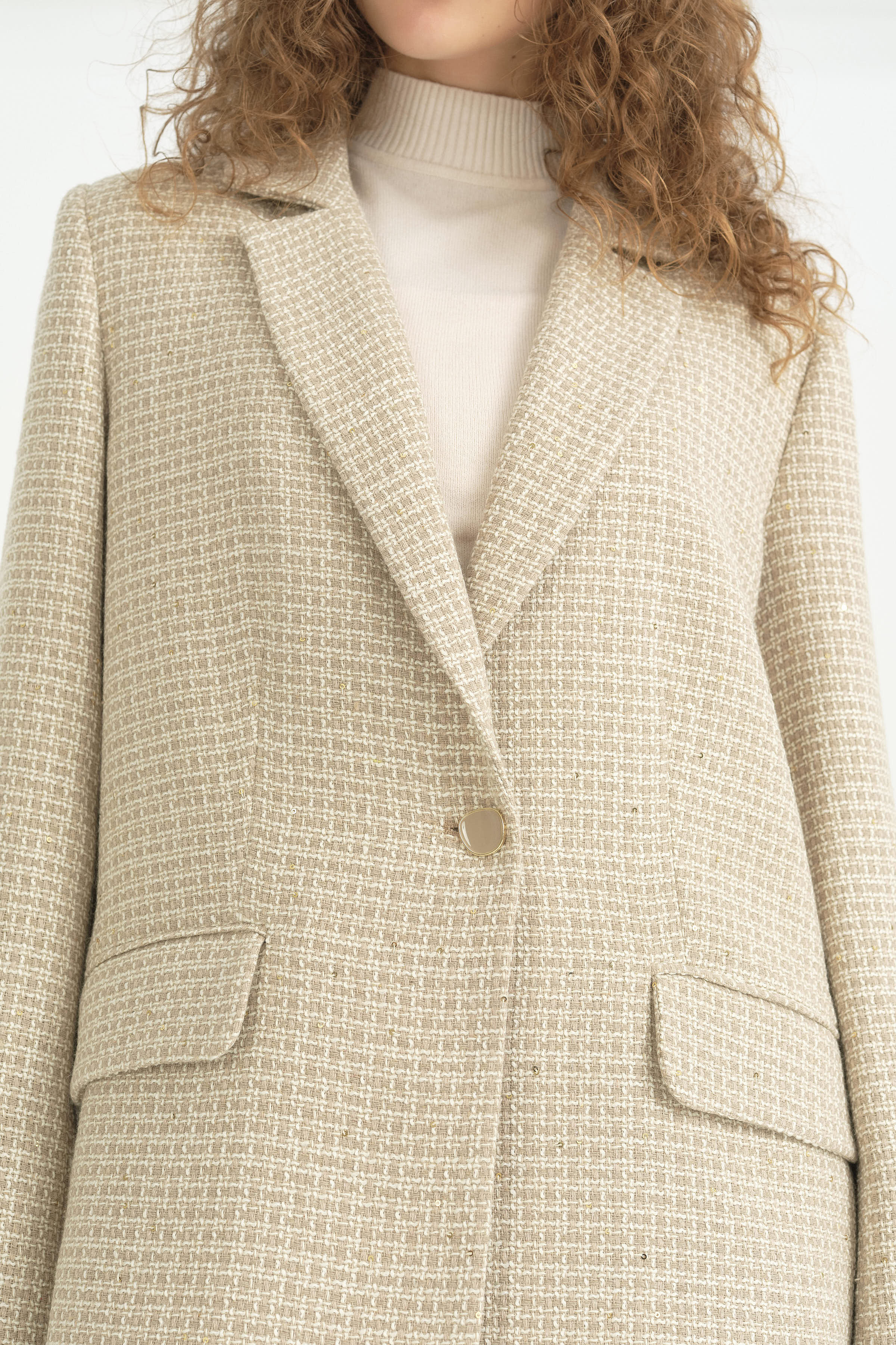 Tüvit Kumaş Blazer Ceket - Bej