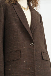 Tüvit Kumaş Blazer Ceket - Kahve
