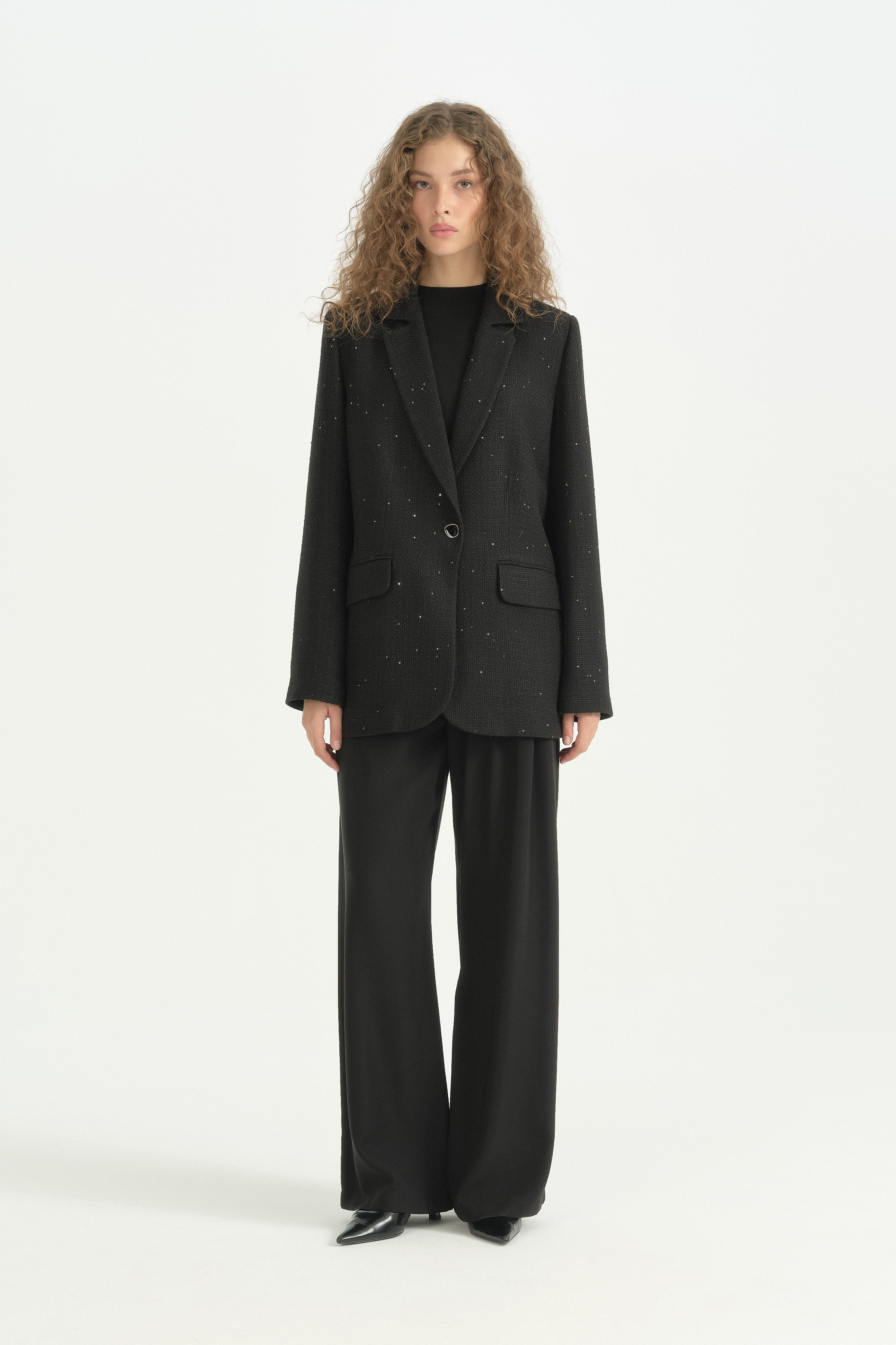 Tüvit Kumaş Blazer Ceket - Siyah