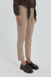 Ironed Rib Skinny Trousers - Beige