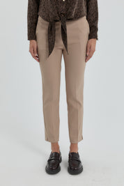Ironed Rib Skinny Trousers - Beige