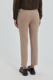 Ironed Rib Skinny Trousers - Beige