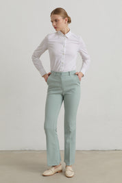 Ütü İzli İspanyol Paça Basic Pantolon - Aqua
