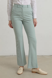 Ütü İzli İspanyol Paça Basic Pantolon - Aqua