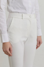 Ütü İzli İspanyol Paça Basic Pantolon - Ekru