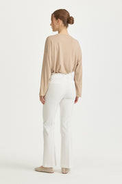 Creased Flared Basic Trousers - Ecru