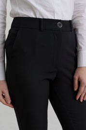 Ironed Seam Bell Bottom Basic Trousers - Black