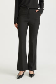 Spanish Flared Basic Trousers with Crease - Black