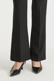 Spanish Flared Basic Trousers with Crease - Black