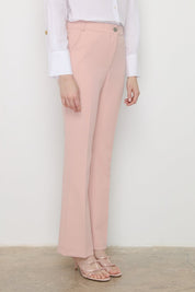 Ironed Crease Spanish-Style Flare Trousers - Salmon