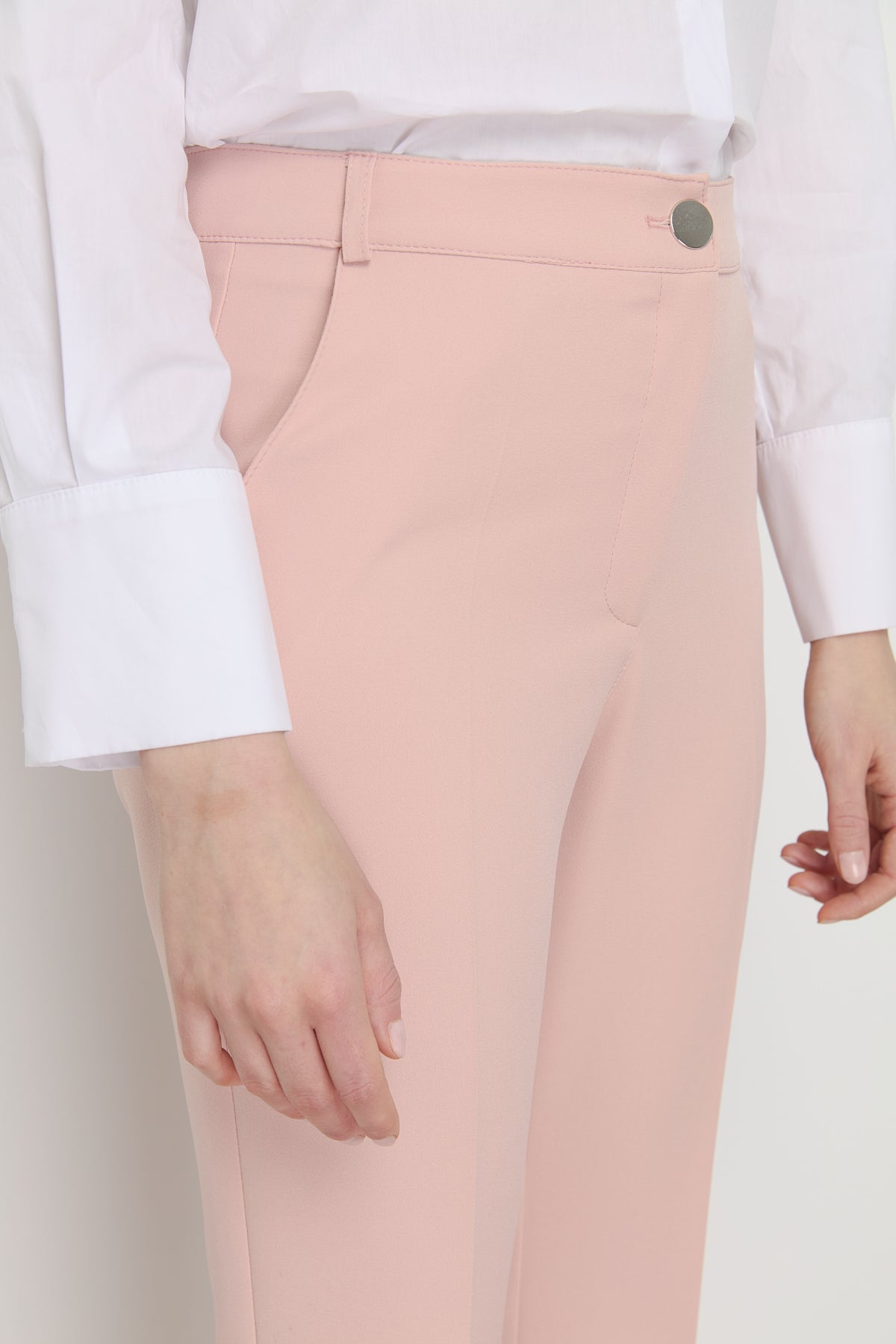 Ironed Crease Spanish-Style Flare Trousers - Salmon
