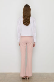 Ironed Crease Spanish-Style Flare Trousers - Salmon