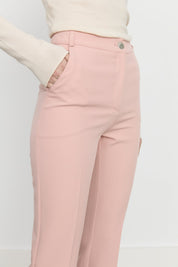 Ironed Crease Spanish-Style Flare Trousers - Salmon