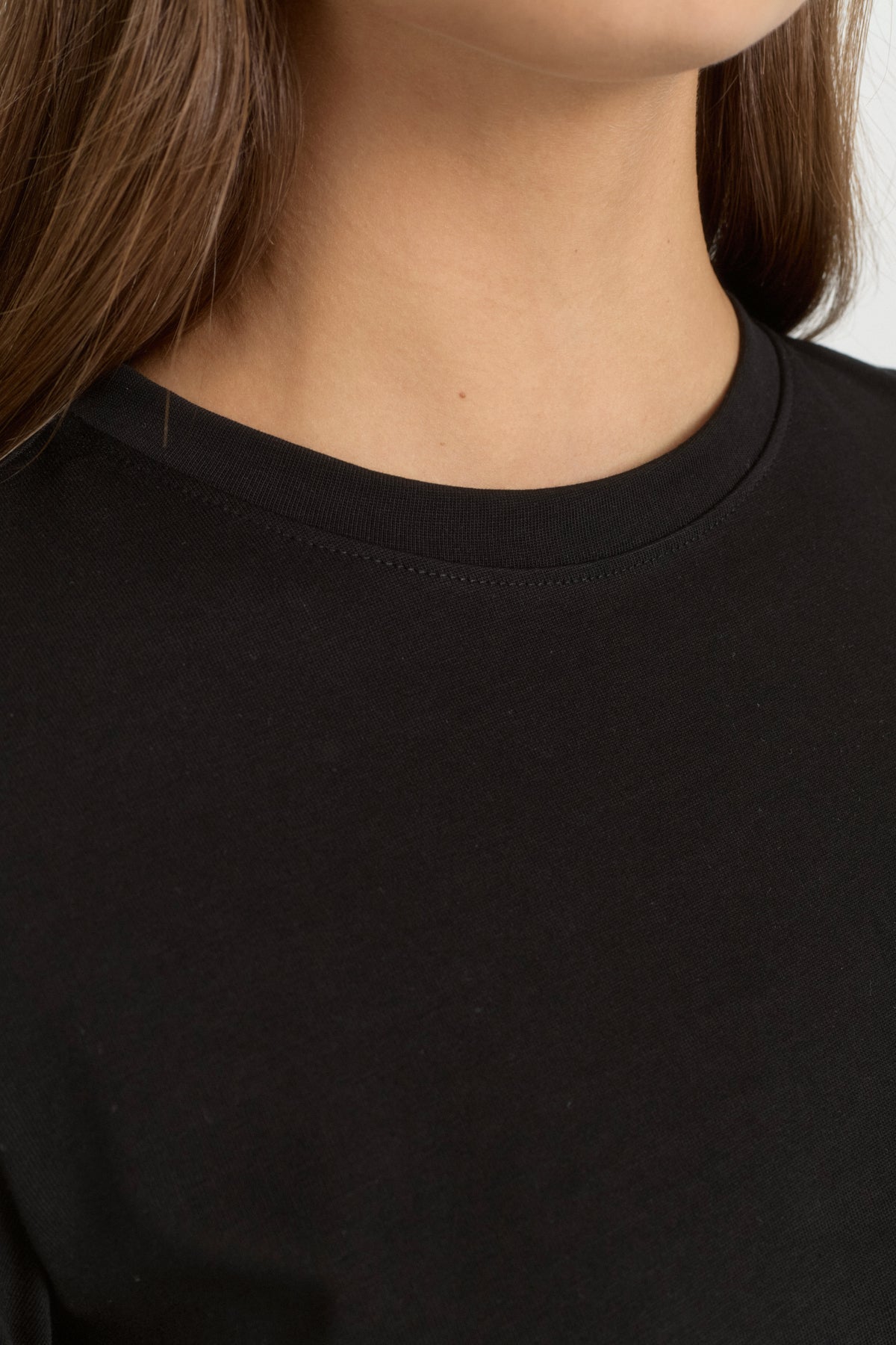 Uzun Kollu Basic Pamuk T-Shirt - Siyah